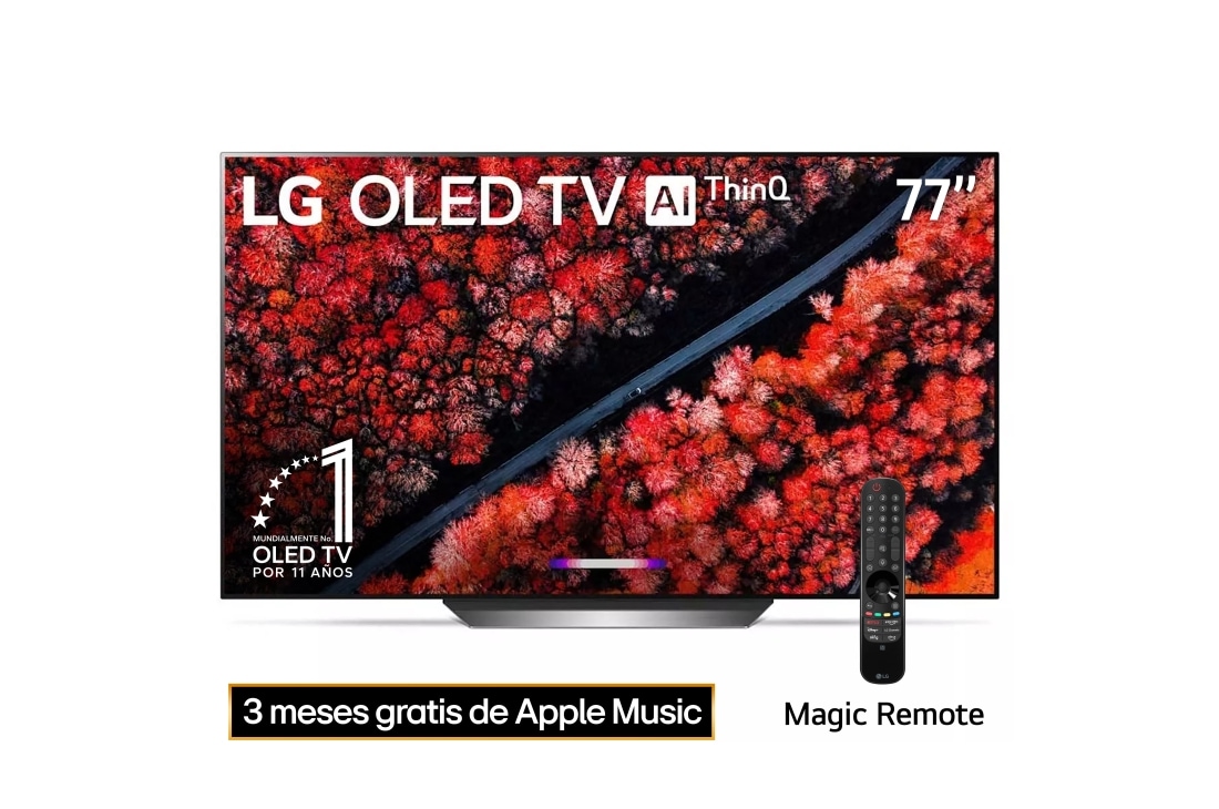 LG  OLED TV 77'' | Procesador α9 Gen 2 | ThinQ™ AI | Resolución tipo Cine 4K HDR / HFR | Dolby Vision - Atmos, OLED77C9PSB