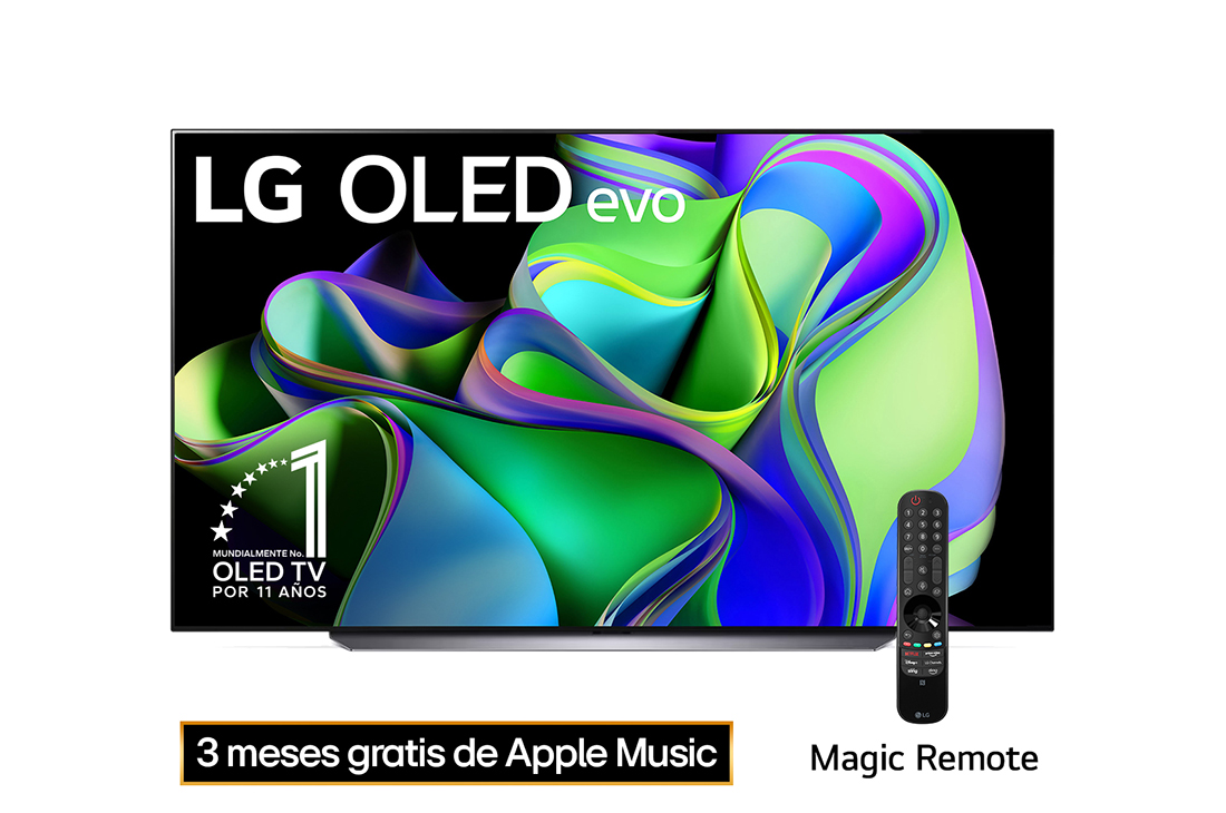 LG Pantalla LG OLED evo 83'' C3 4K SMART TV con ThinQ AI, Vista frontal con el LG OLED evo y la frase «El mejor OLED del mundo por 10 años» en la pantalla., OLED83C3PSA