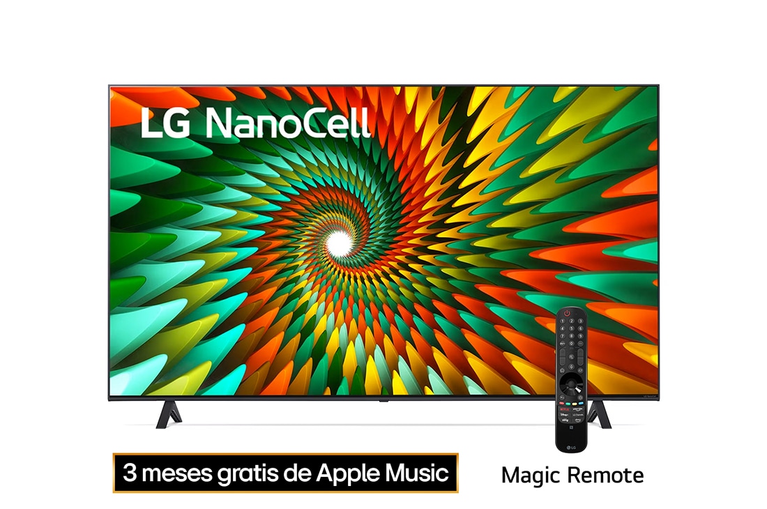 LG Televisor LG NanoCell 65'' NANO77 4K SMART TV con ThinQ AI, Vista frontal del televisor LG NanoCell, 65NANO77SRA