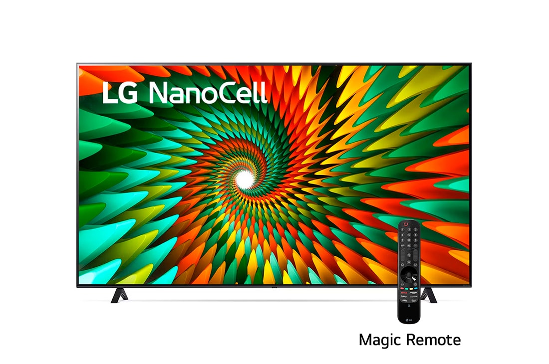 LG Televisor LG NanoCell 70'' NANO77 4K SMART TV con ThinQ AI, Vista frontal del televisor LG NanoCell, 70NANO77SRA