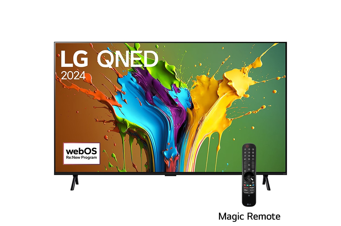 LG Pantalla LG QNED AI QNED89 98 pulgadas 4K SMART TV 2024 ThinQ AI, Front view of LG QNED TV, QNED89 with text of LG QNED and 2024 on screen, 98QNED89TSA