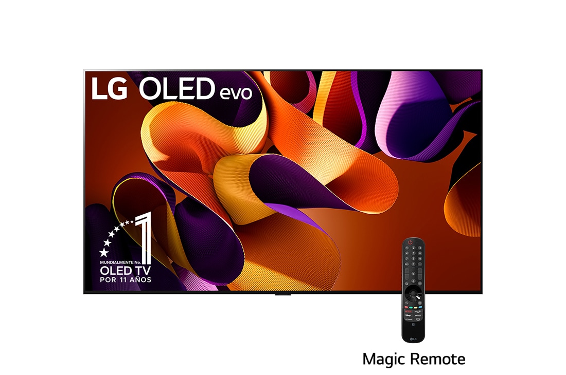 LG Pantalla LG OLED evo 77 pulgadas 4K SMART TV 2024 ThinQ AI OLED77G4PSA, Vista lateral ligeramente inclinada hacia la izquierda de la televisión LG OLED evo, OLED G4 en la pared, OLED77G4PSA