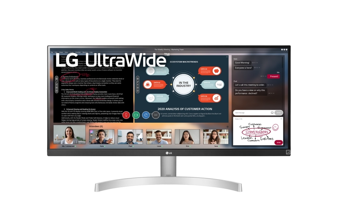 LG 29-tolline UltraWide™ monitor, eestvaade, 29WN600-W