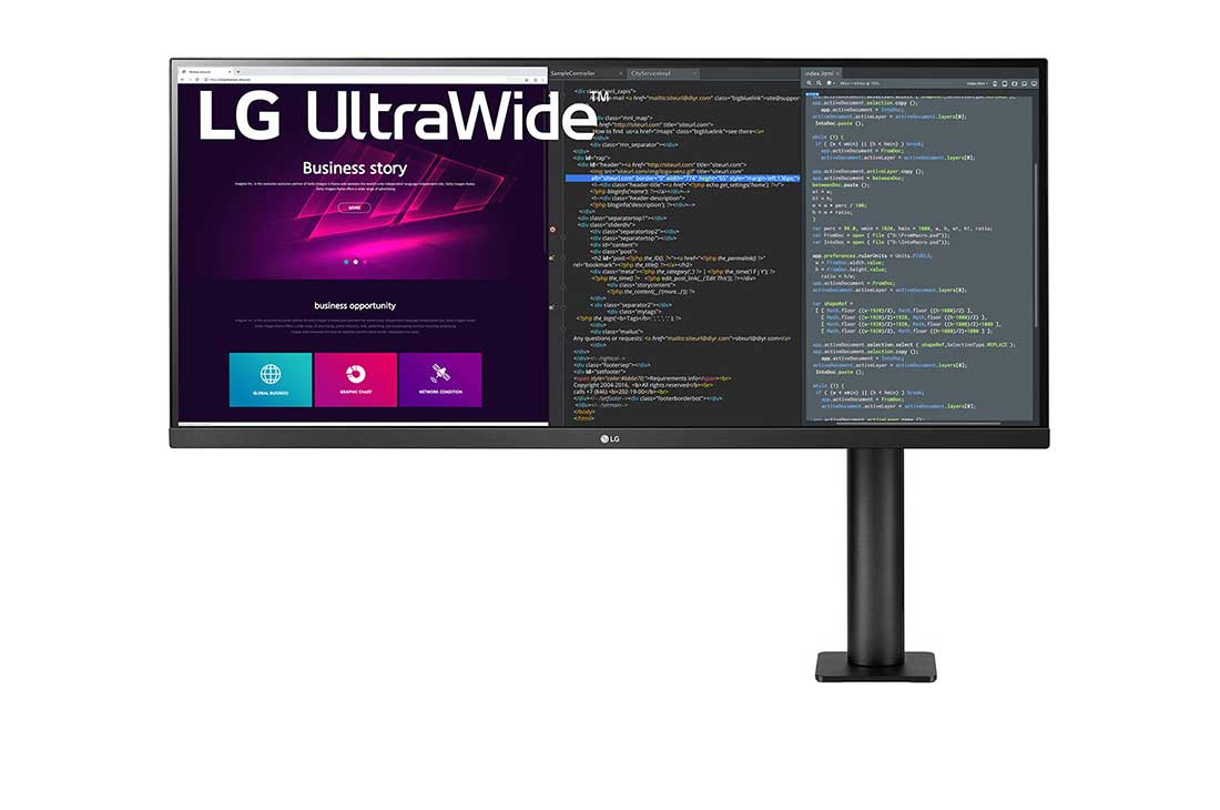LG 34-tolline UltraWide™ monitor, eestvaade paremal oleva toega, 34WN780-B