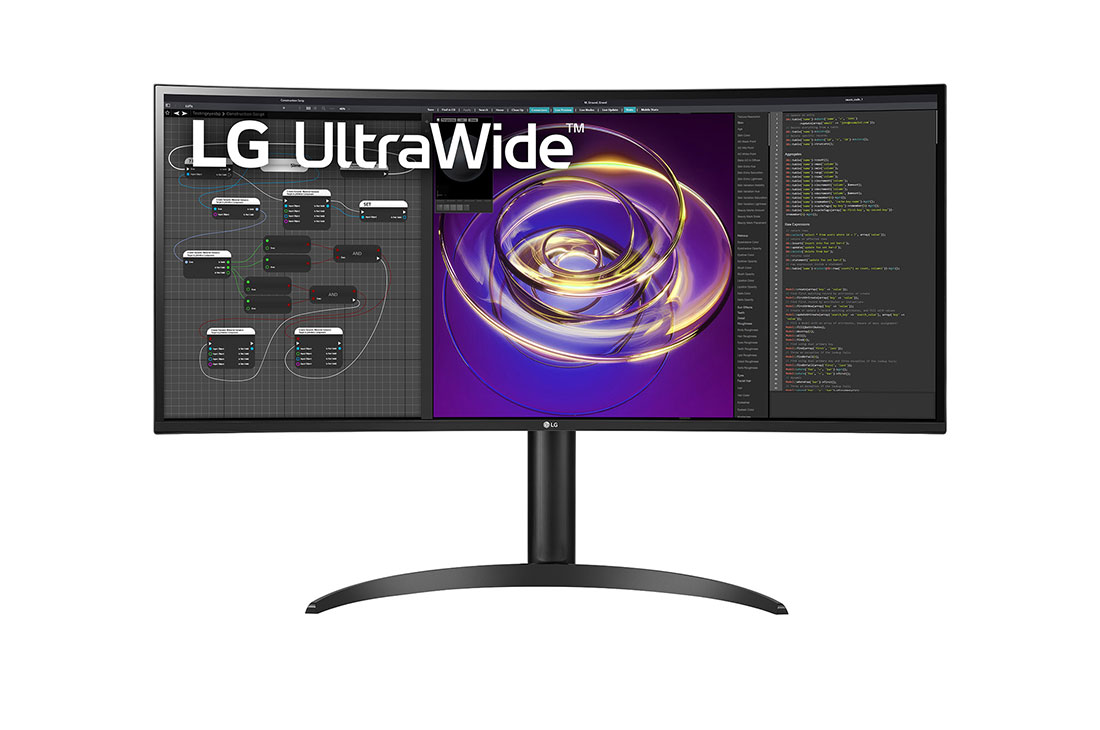LG 34-tolline 21:9 nõgus IPS-monitor UltraWide™ QHD (3440 × 1440), eestvaade, 34WP85C-B