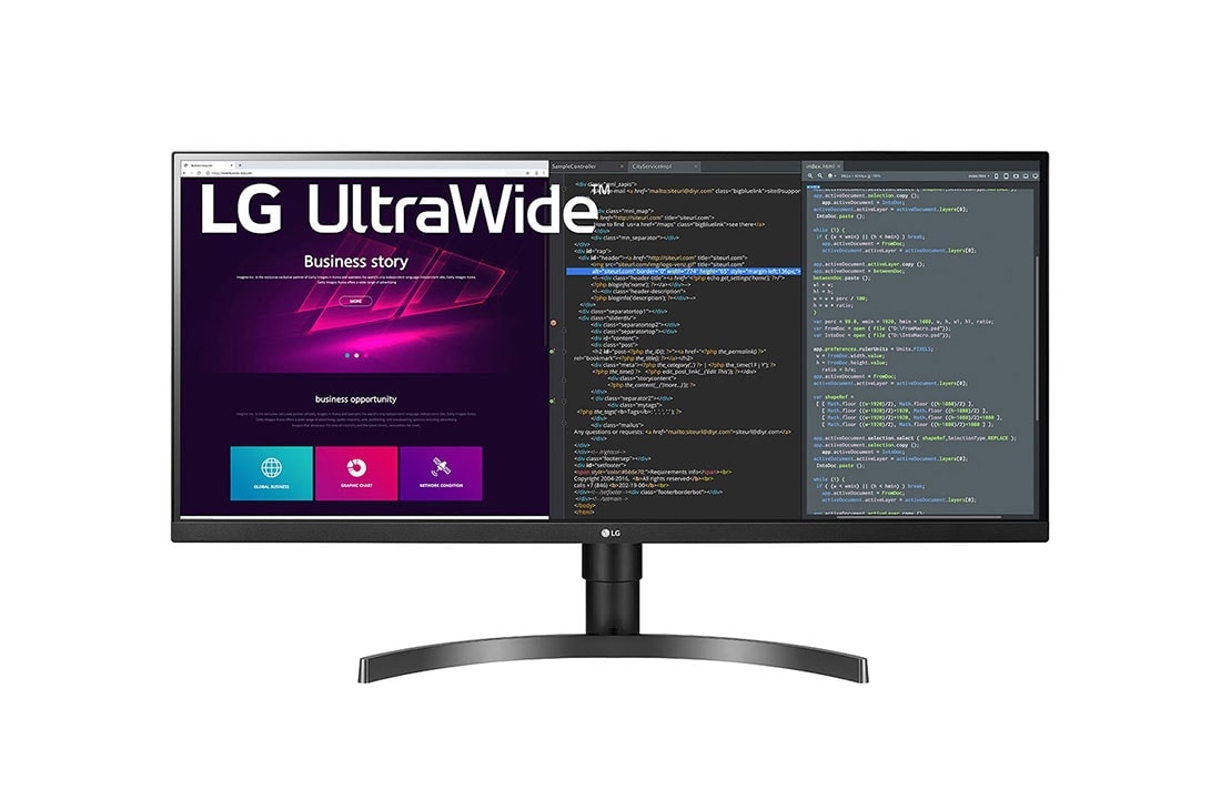 LG 34-tolline UltraWide™ monitor, eestvaade, LG 34WN750P-B