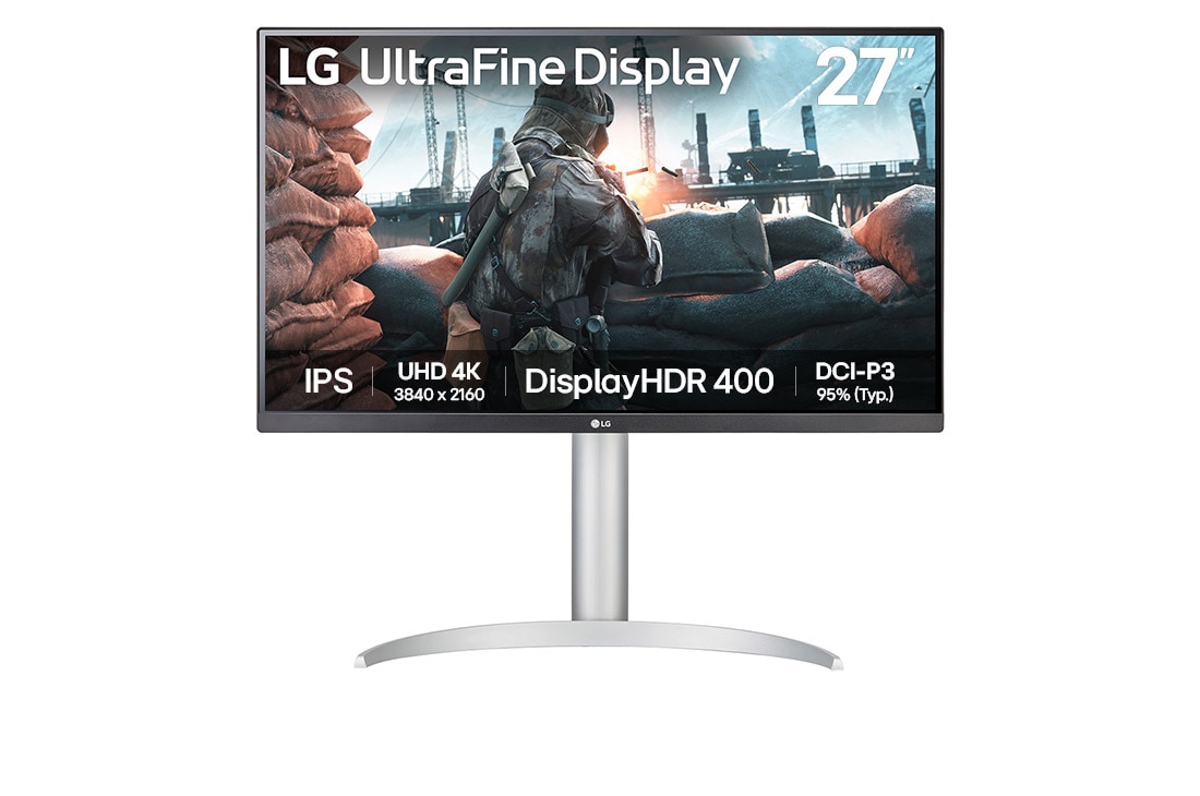 LG 27'' UHD 4K IPS monitor tehnoloogiaga VESA DisplayHDR™ 400, Front view, 27UP650K-W