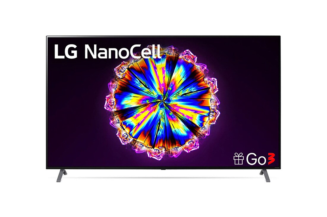 LG 75-tolline NanoCell 4K teler koos protsessor α7 ja helisüsteem Dolby Atmos, front view with infill image and logo, 75NANO903NA