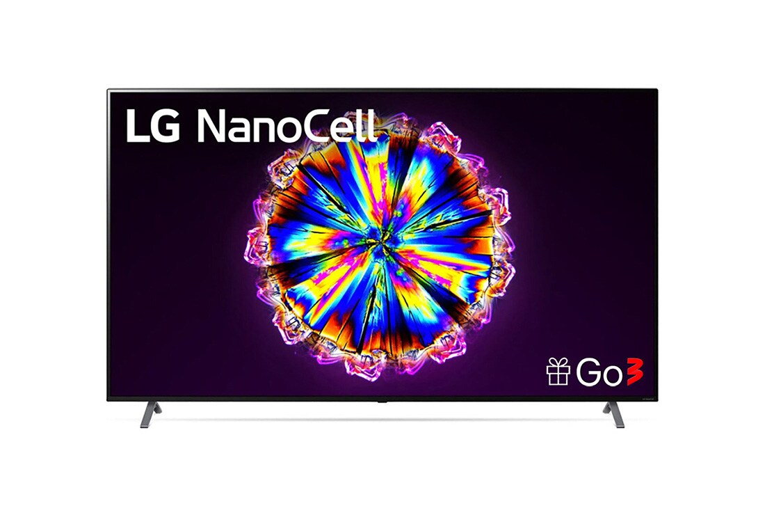 LG 86-tolline NanoCell 4K teler koos protsessor α7 ja helisüsteem Dolby Atmos, front view with infill image and logo, 86NANO903NA