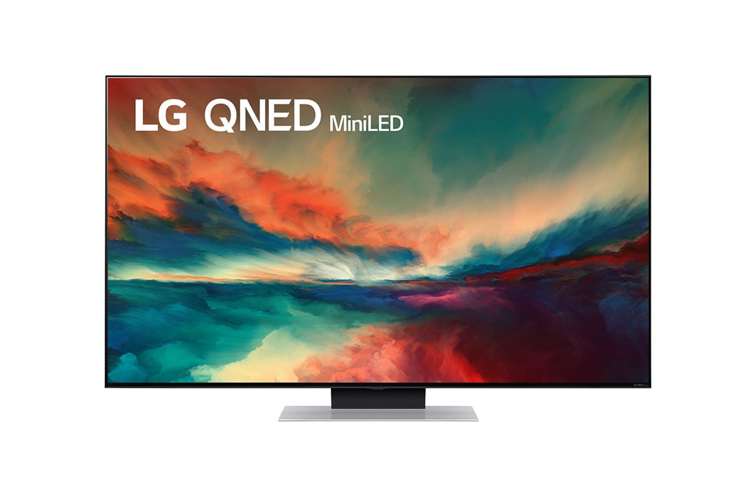 LG QNED Mini LED 86 55-tolline 4K nutiteler, 2023, LG QNED-teleri esivaade täitekujutise ja toote logoga, 55QNED863RE