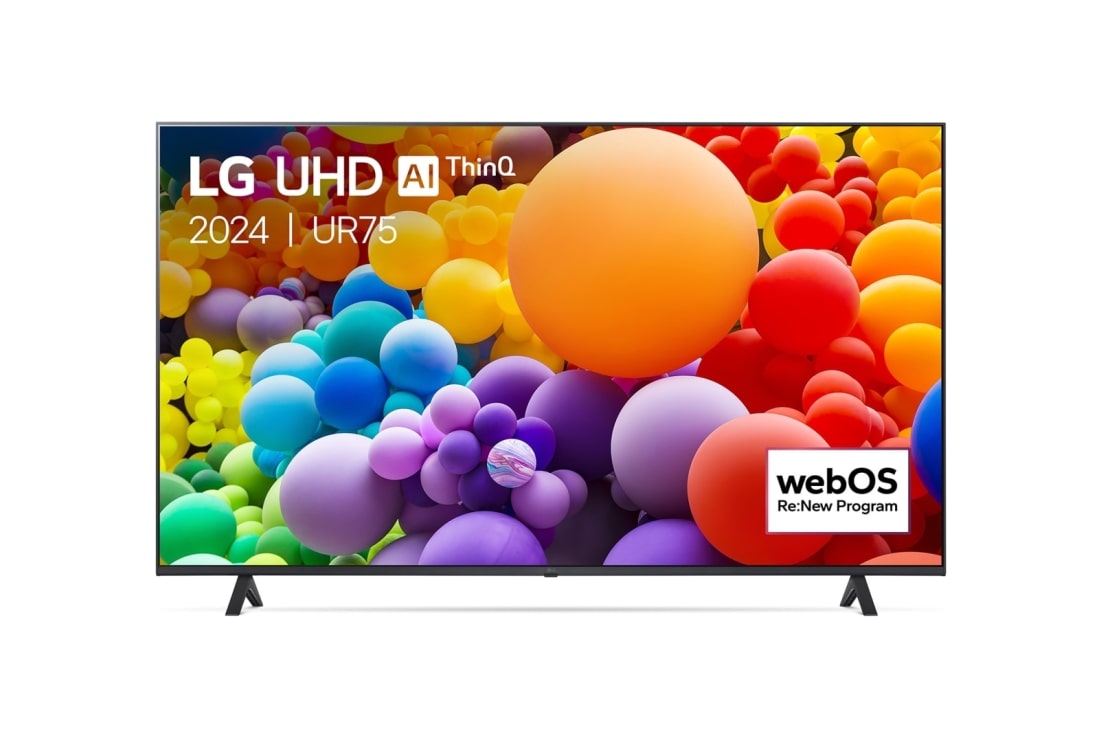 LG 75-tolline LG UHD AI 4K nuti TV UR75 WebOS24 2024, LG UHD-teleri eestvaade, 75UR75003LK