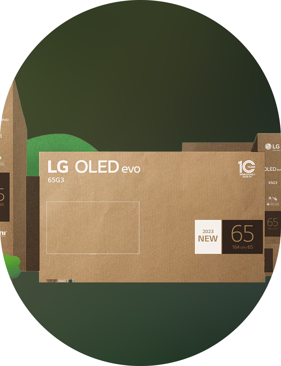 LG OLED evo telerite seeria taaskasutatavad pappkarbid 