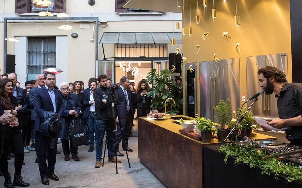 A demonstration takes place within the Signature Kitchen Suite, on show at Milan Design Week | More at LG MAGAZINE