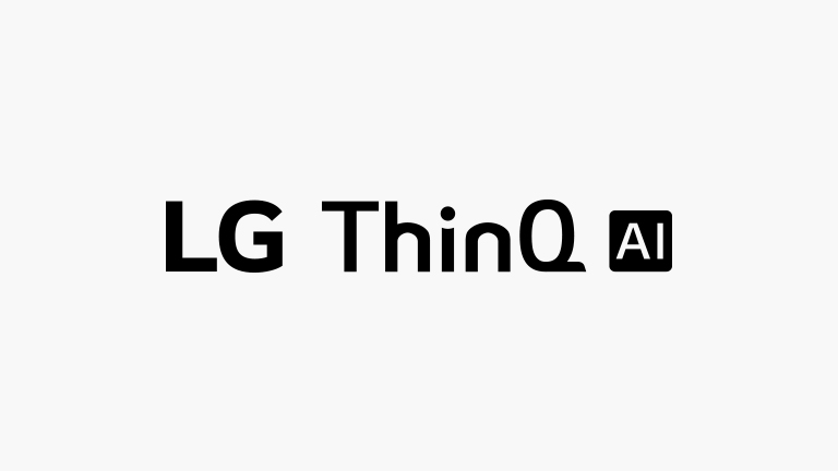 بطاقة تصف الأوامر الصوتية. تم وضع شعارات ThinQ AI من إل جي ومساعد جوجل وأمازون أليكسا.