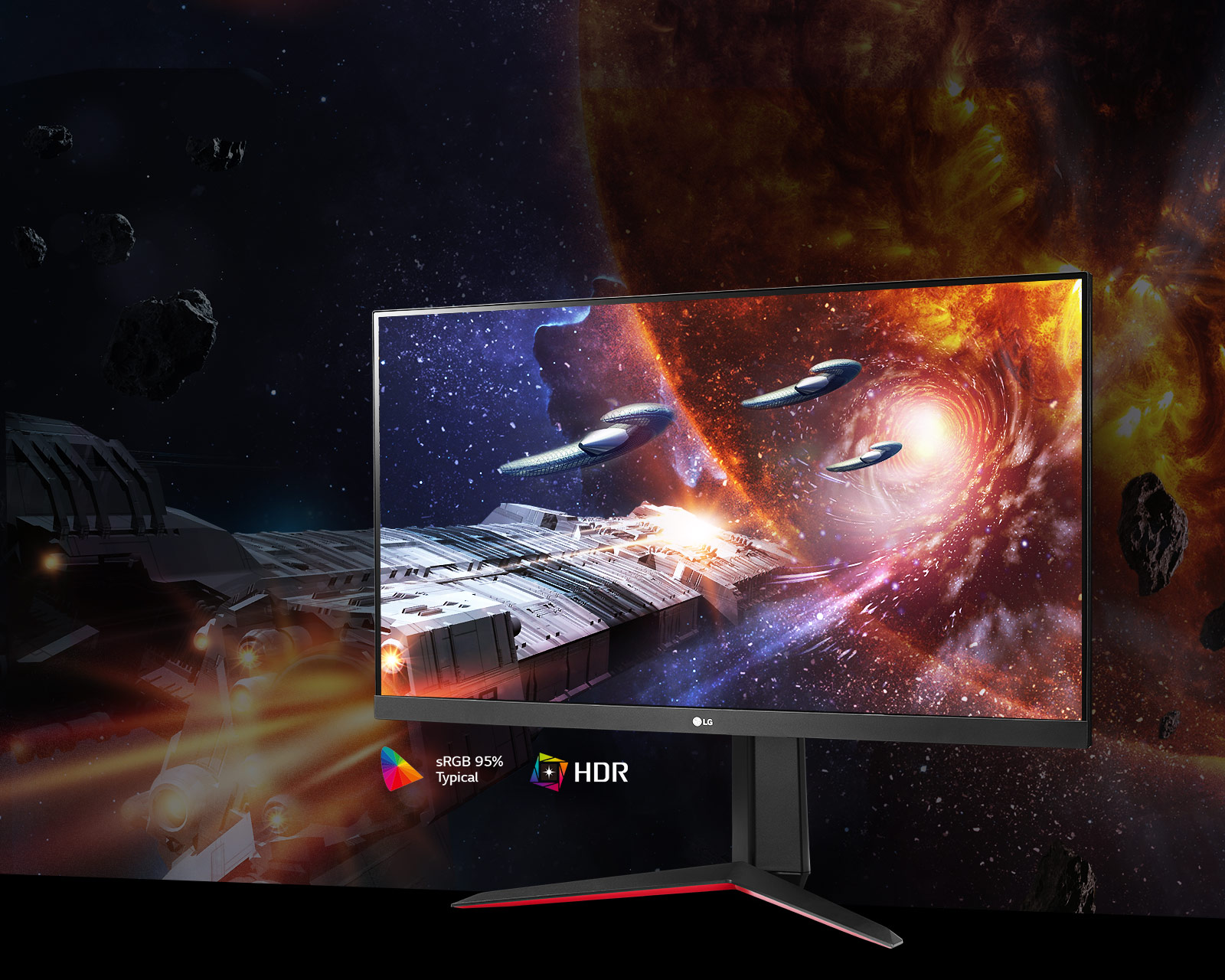 The Gaming Scene in Rich Colors and Contrast on The Monitor Supporting Hdr10 With Srgb 95% (Typ.) 