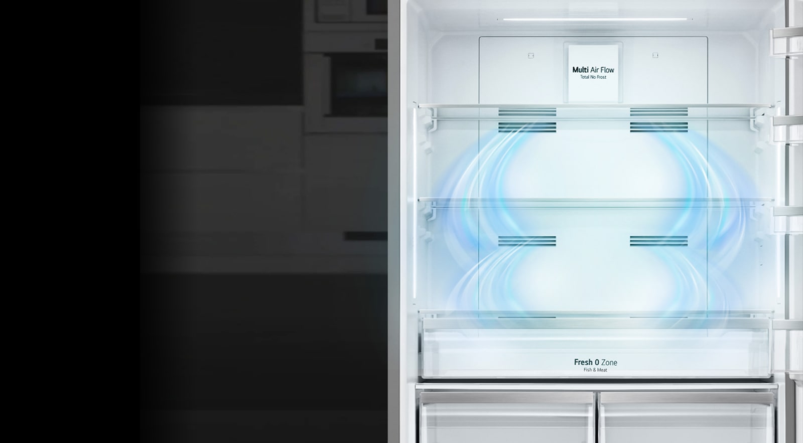 The inside of the refrigerator expressing the chill