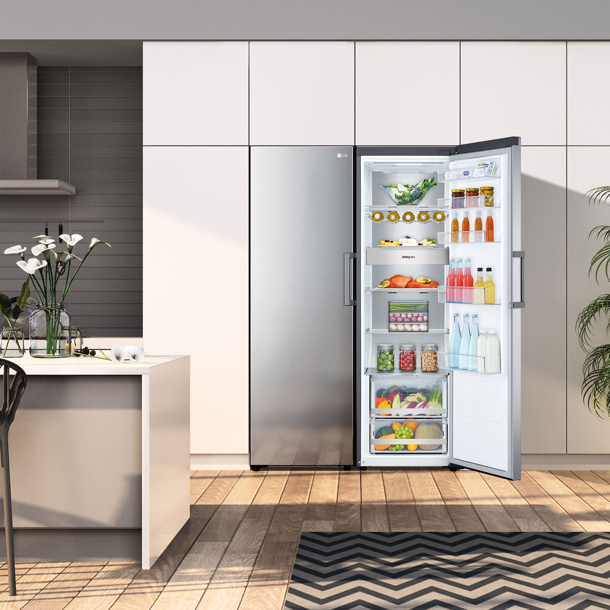 La elegancia en tu cocina: frigorífico con puerta de cristal 