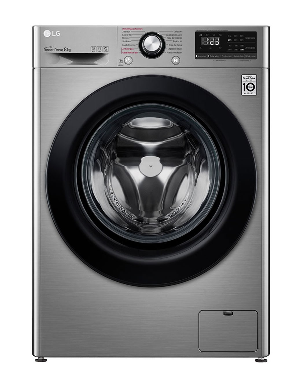 LG Lavadora inteligente AI Direct Drive 8kg, 1400rpm, Clasificación C, Inox Serie 300 | LG España