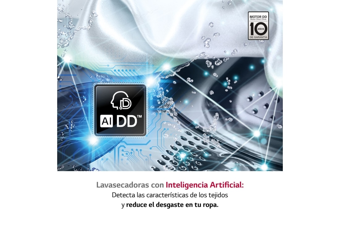 LG Lavasecadora inteligente AI Direct Drive 9/6kg, 1400rpm, Clasificación  E, Blanca, Serie 500