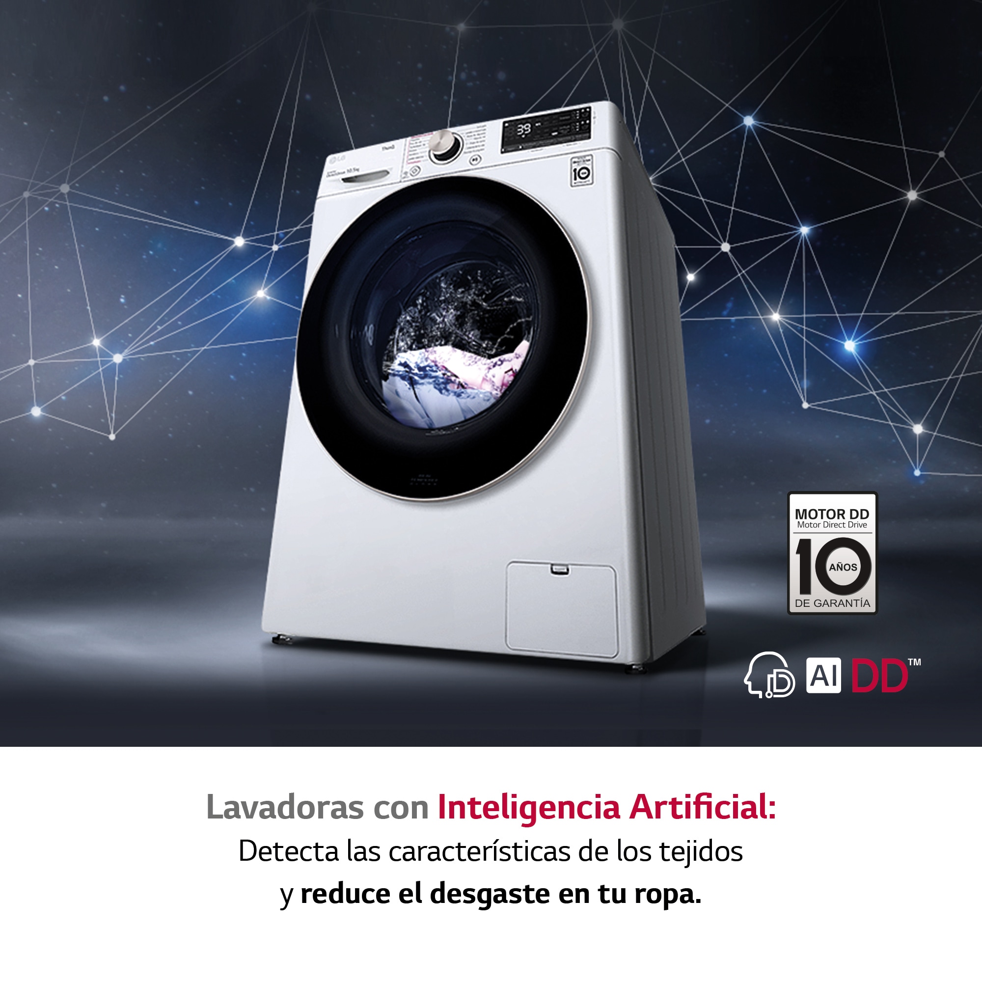 James Dyson solapa apilar Lavadora inteligente AI Direct Drive™ - F6WV7510PRW | LG España