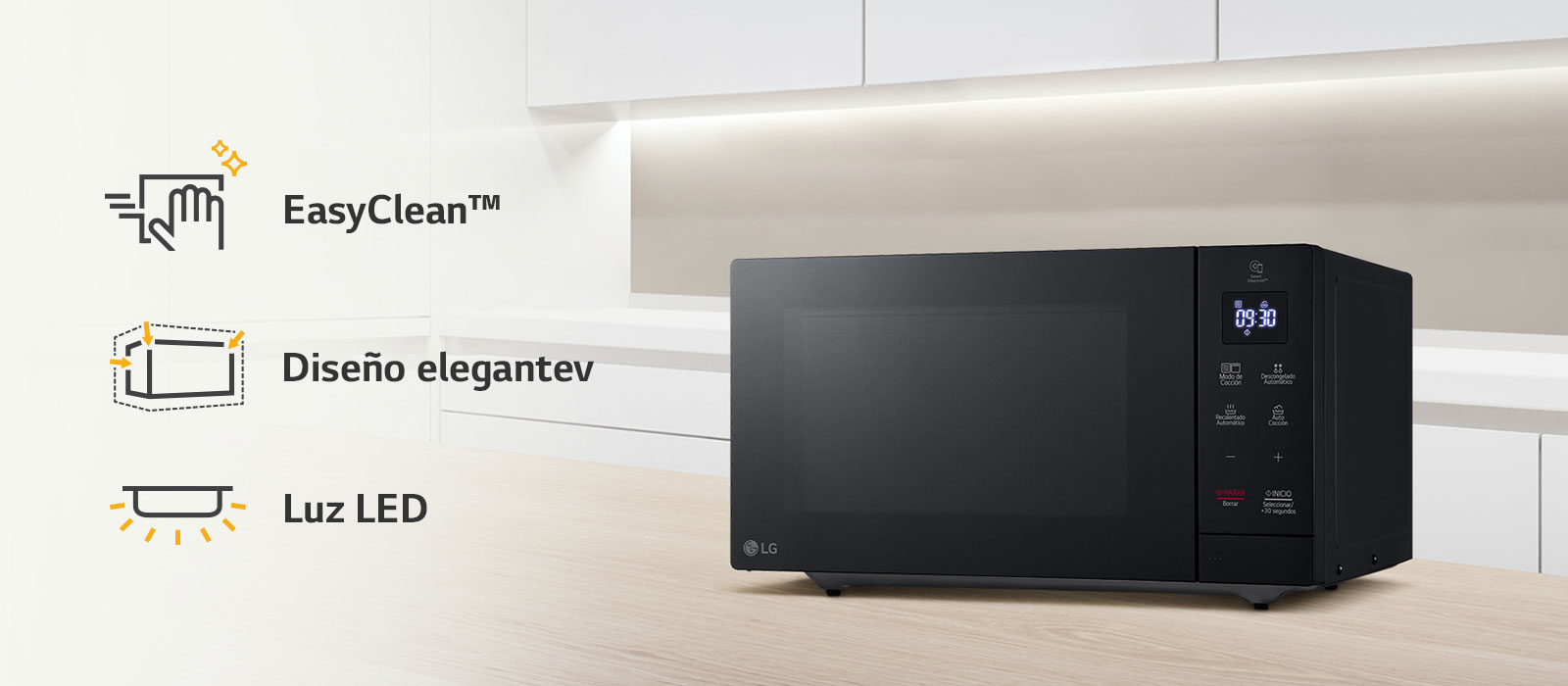 Microondas LG MS3032JAS Inverter1.1pc 900W color Negro — Rodelag