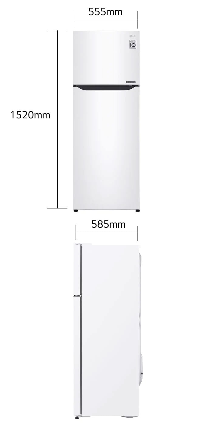 Frigorífico dos puertas  LG GTB382SHCMD, No Frost, 152 cm, 209 l,  DoorCooling⁺™, Smart Inverter Compressor™, Blanco