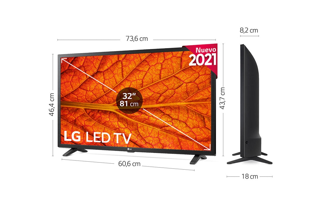 LG TV LED FULLHD, 80cm/32'', AI Smart TV, Procesador Quad Core