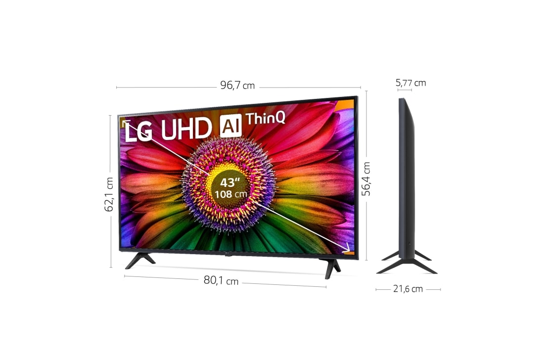 LG 43UR80006LJ (2023) LED HDR 4K Ultra HD Smart TV, 43 inch with Freeview  Play/Freesat HD, Ashed Blue