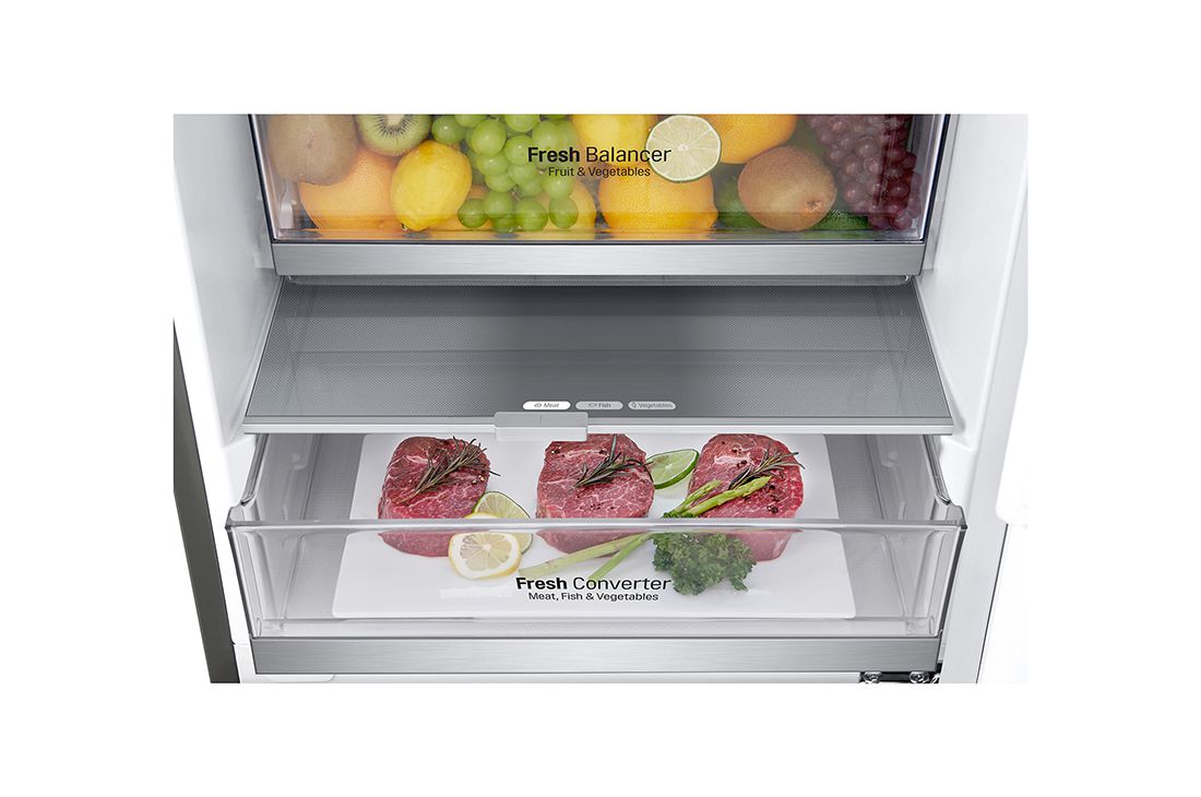 Frigorífico combi  LG GBB72PZUGN, No Frost, 2.03 m, 384 l, DoorCooling+™,  FRESHConverter™, Inox