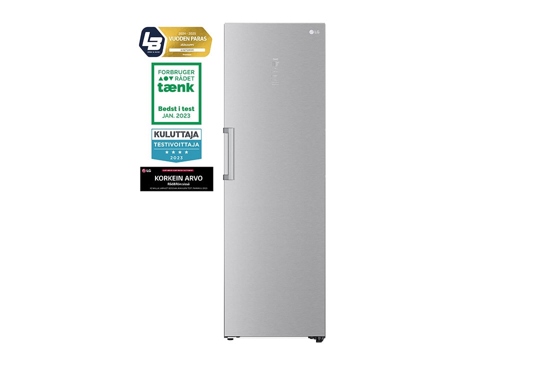 LG 386L Vapaasti seisova jääkaappi (Metal Sorbet) - Energialuokka D, Door Cooling™, LINEARCooling™, FRESHBalancer™, Smart Diagnosis™ - Wi-Fi-yhteys, Vetolaatikko, GLM71MBCSF