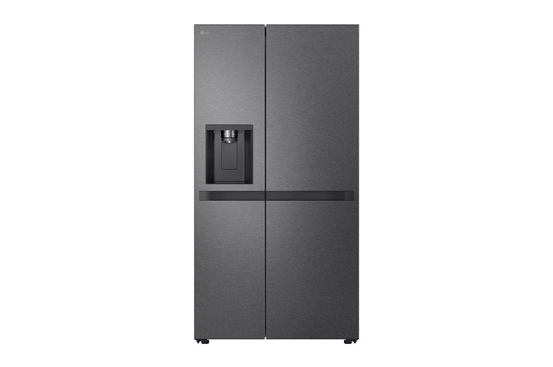 LG 641L Door in Door™ Side by Side (Matte Black), Energialuokka E, Vesi/jää vesijohtoliitännällä, Smart Diagnosis™ , front view, GSLC41EPPE