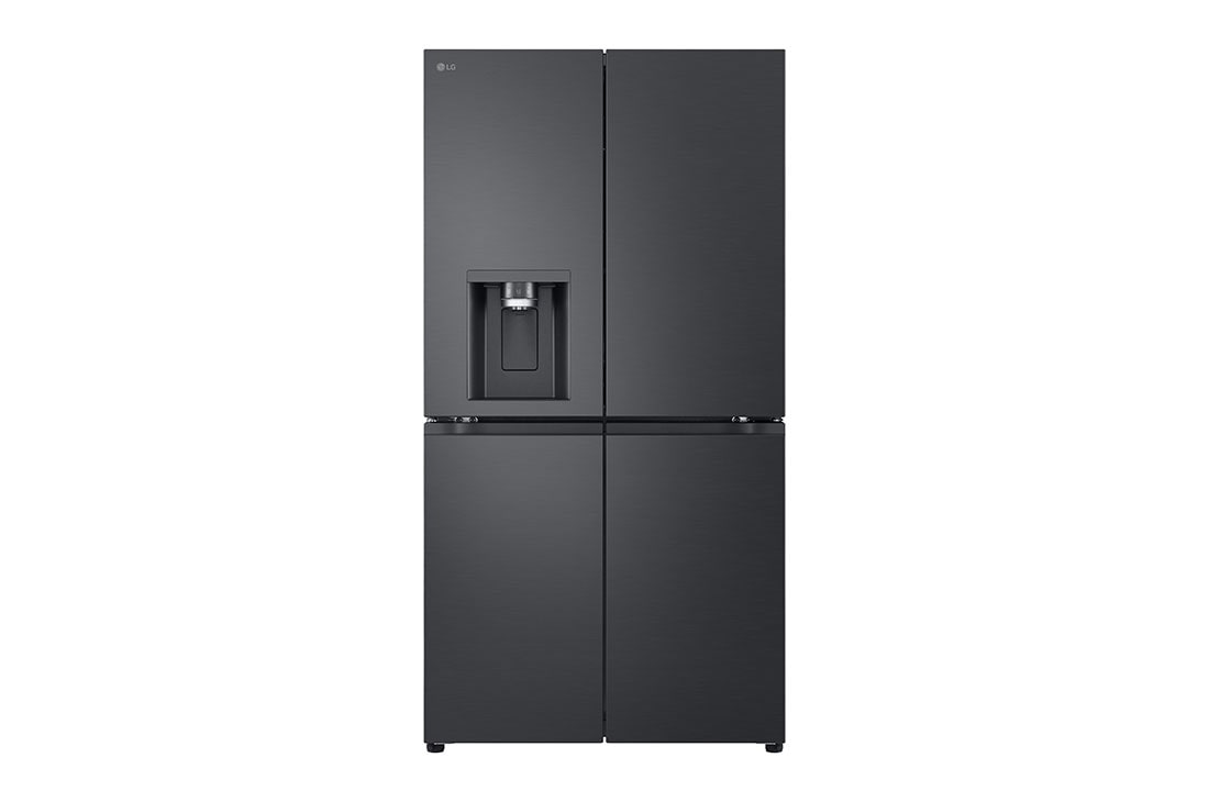 LG 641L French Door Side-by-Side  (Essence Black) - Energialuokka E, Vesi/jää ilman vesijohtoliitäntää, Smart Diagnosis™ ja Wi-Fi, front view, GML960EVBE