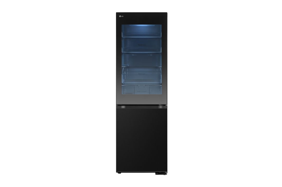 LG 186M 349L Jääkaappipakastimet(Essence Black) - Energialuokka C, InstaView™, Nature Fresh, Door Cooling+™ Smart Diagnosis™ Wi-Fi, front view, GBG5160CEV