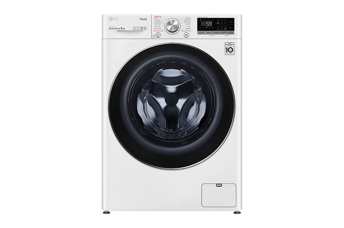 LG 9 kg Pyykinpesukone(Valkoinen) - Energialuokka B, Steam, TurboWash™, AI DD™, Smart Diagnosis™ - Wi-Fi-yhteys, F6WV709S1W, F6WV709S1W