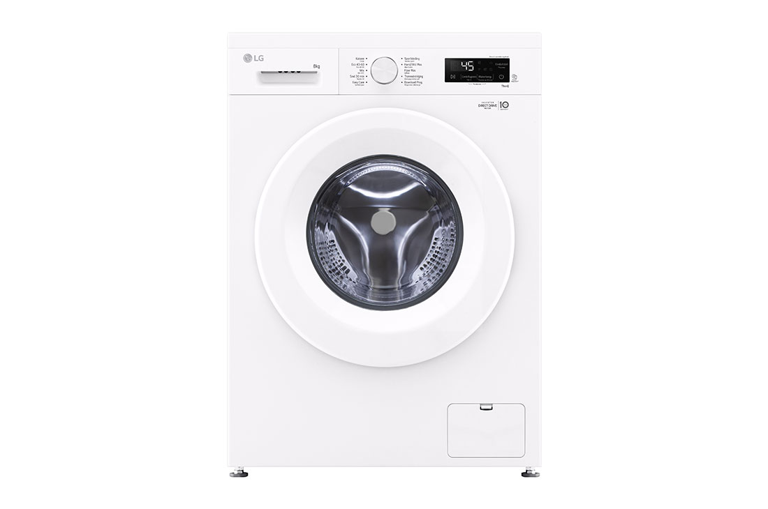 LG 8 kg Pyykinpesukone(Valkoinen) - Steam, Energialuokka A, 6 Motion DD, Smart Diagnosis™ kanssa Wi-Fi, front view, F4X1008NWH