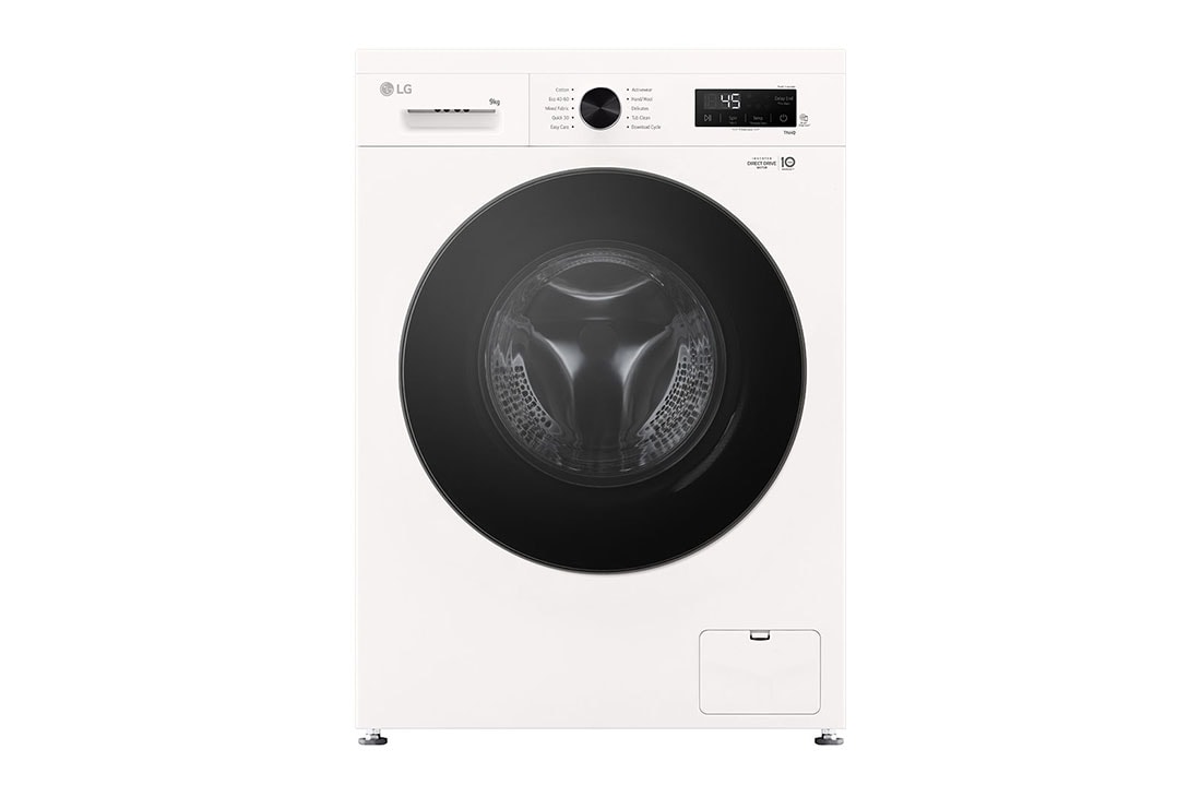 LG 9 kg Pyykinpesukone(Valkoinen) - Steam, Energialuokka A, 6 Motion DD, Smart Diagnosis™ kanssa Wi-Fi, front view, F4X1009NWB