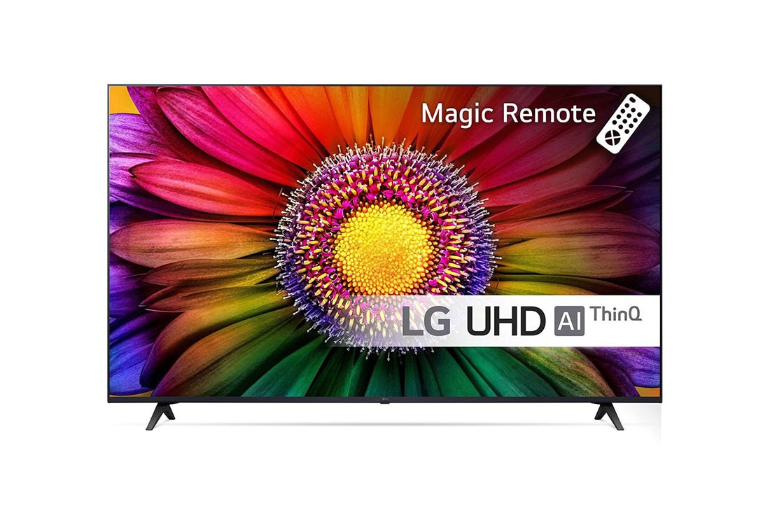 LG 55'' UHD UR80 - 4K TV (2023), LG UHD TV katsottuna edestä, 55UR80006LJ