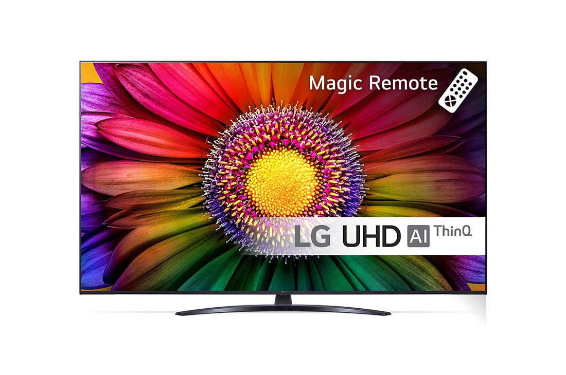 LG 55'' UHD UR81 - 4K TV (2023), LG UHD TV katsottuna edestä, 55UR81006LJ