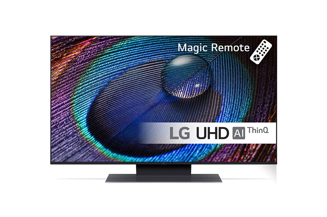 LG 43'' UHD UR91 - 4K TV (2023), LG UHD TV katsottuna edestä, 43UR91006LA