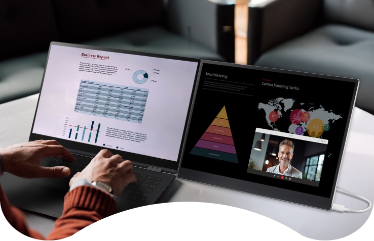 LG gram +view expands the display so that the user can have a wider workspace.