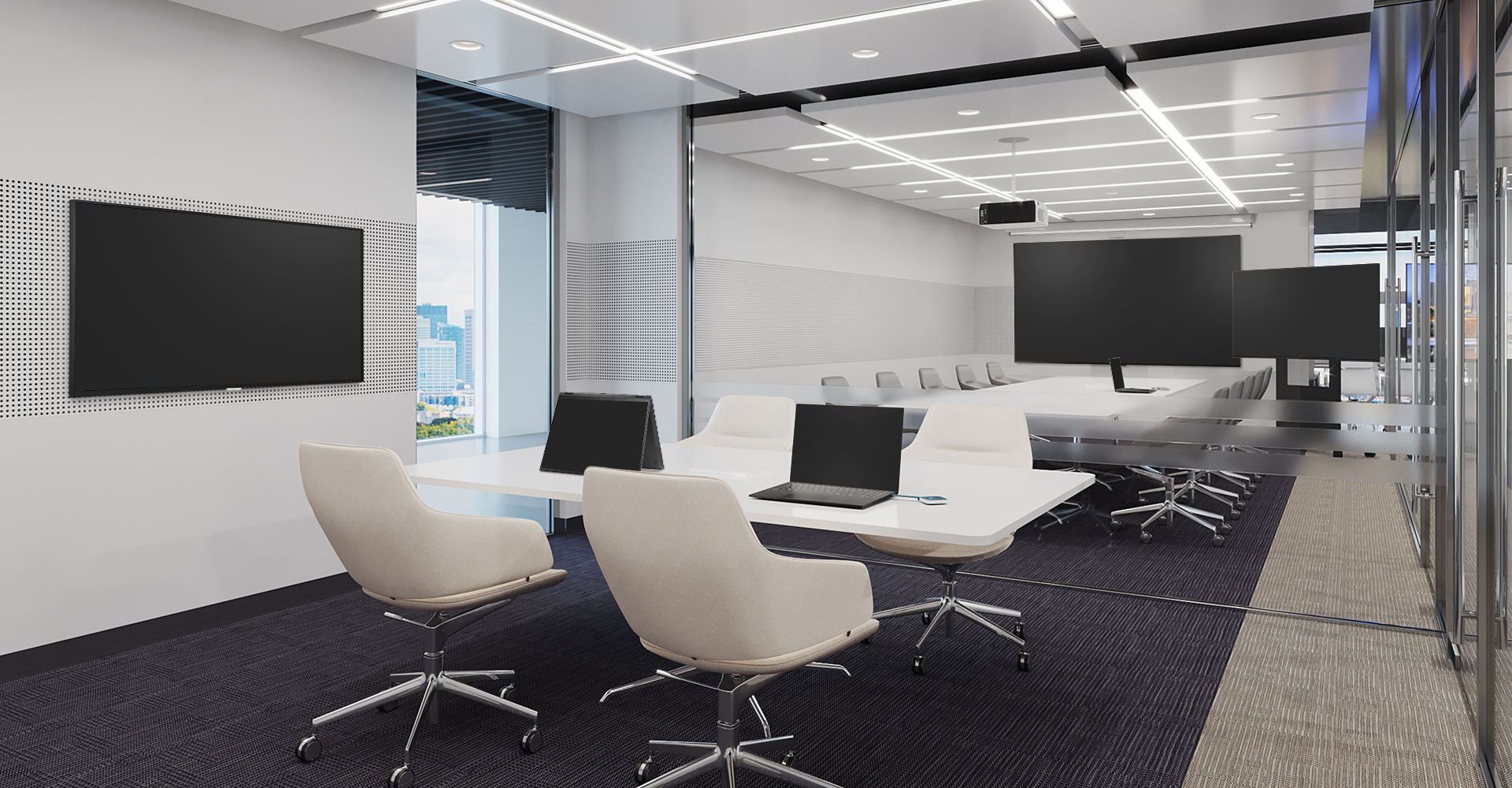 Explore how LG provides integrated solutions for meeting rooms in corporations.