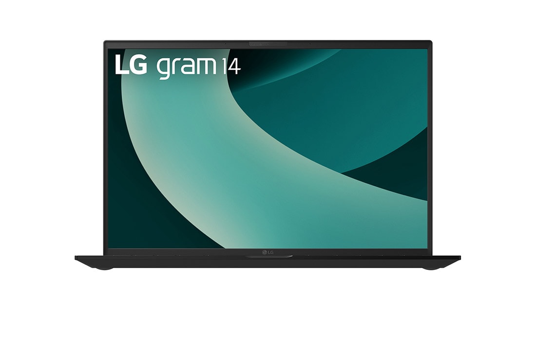 LG gram 14” |  Lightweight Intel® Arrow Lake H Laptop | Windows 11, gram AI, Copilot, LG gram Link, WUXGA 16:10 Anti-glare IPS display, Front view, 14Z90T