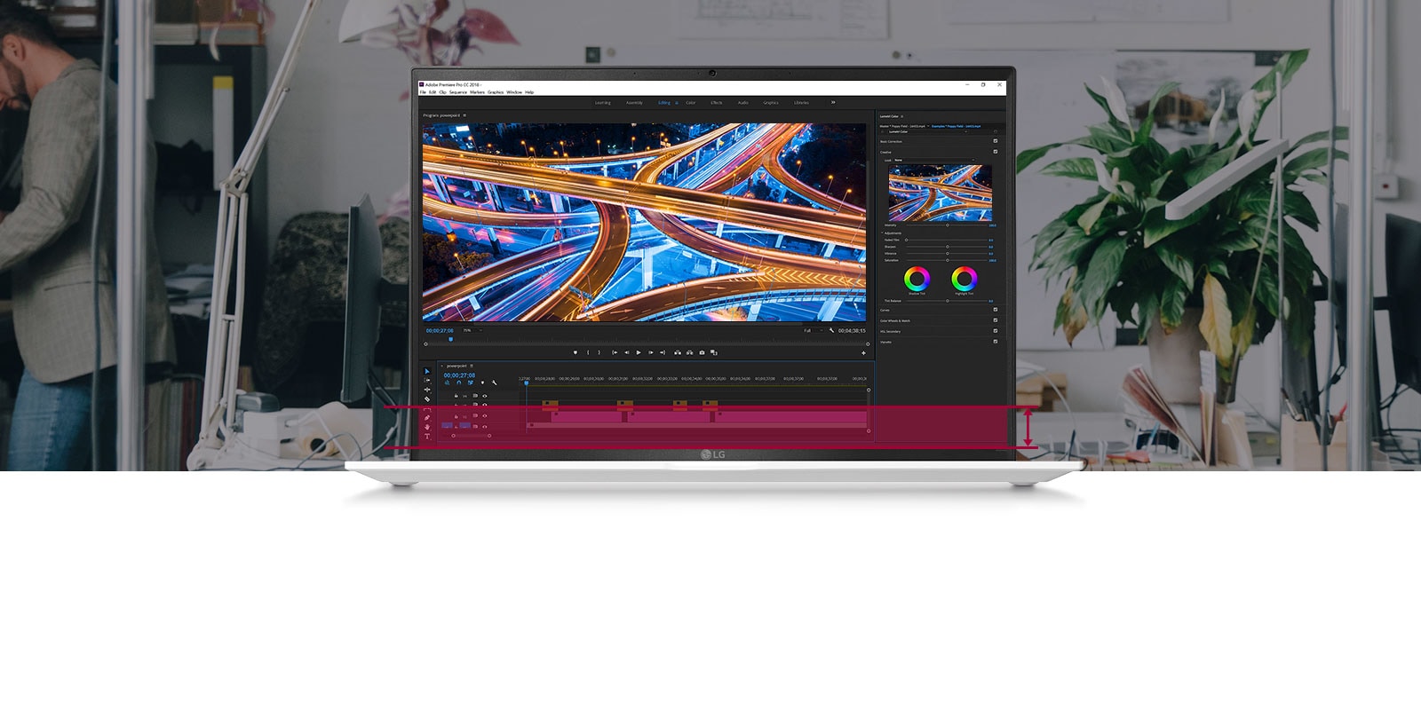 16:10 Large Screen allows you to see more information with no need to scroll down for your video editing work.