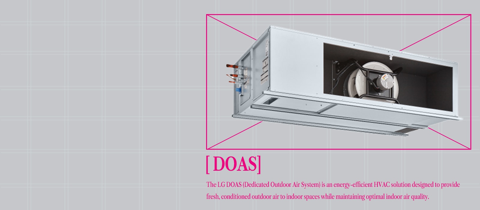 LG DOAS Unit: Energy-efficient HVAC solution for fresh, conditioned outdoor air, ensuring optimal indoor air quality.