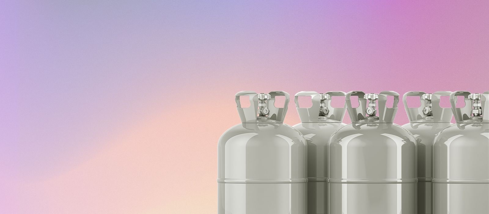 HVAC Refrigerant Trend 2025 with gray tanks on a gradient background.