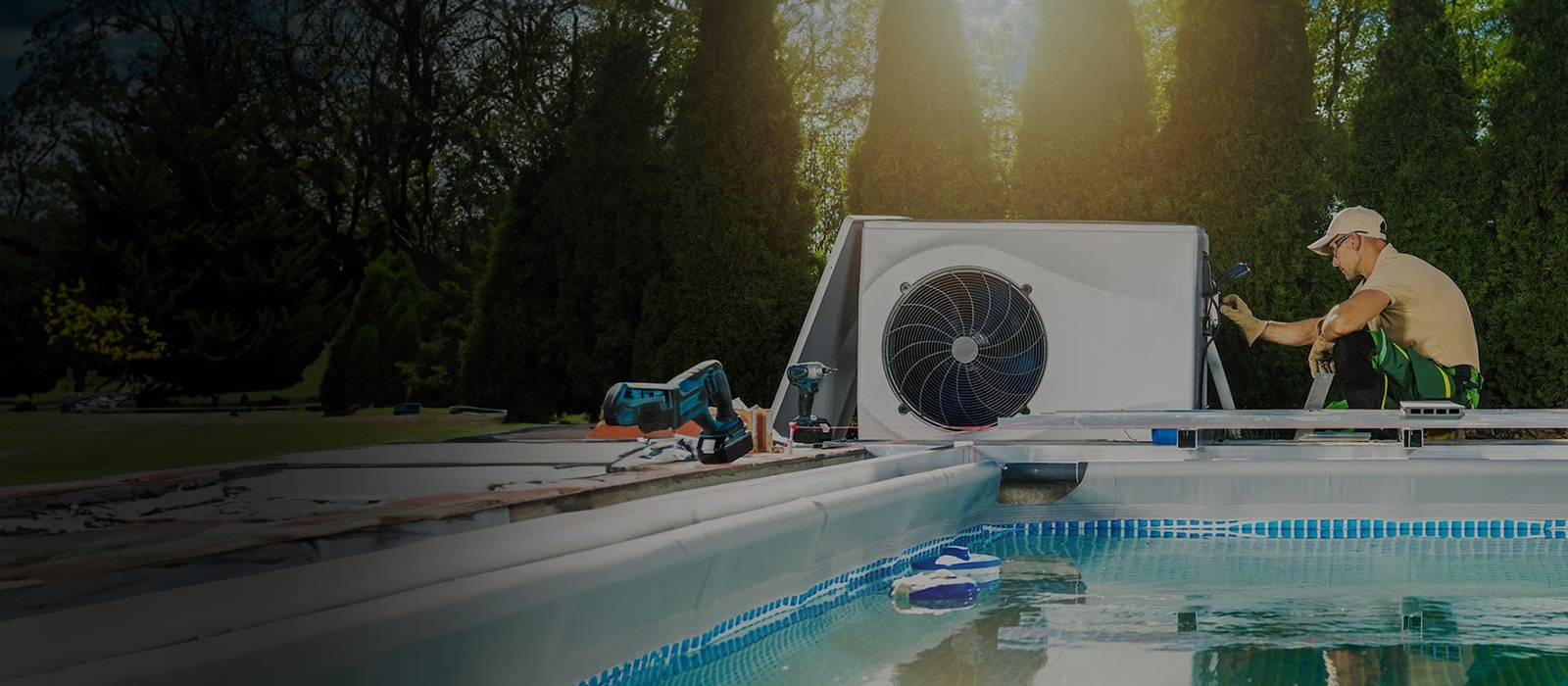 An image of a woman enjoying her heated pool in winter