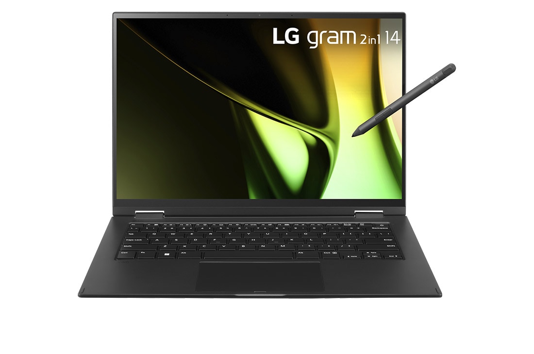 LG gram 2in1 14” | ultra-lightweight | 16:10 IPS display | Intel® Core™ Ultra 7 Processor, Front view, 14T90S