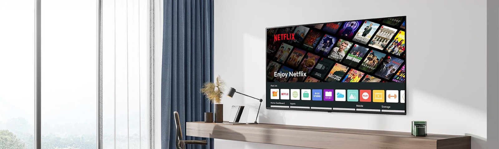 The hotel content including the Netflix App is shown on TV in the hotel room.