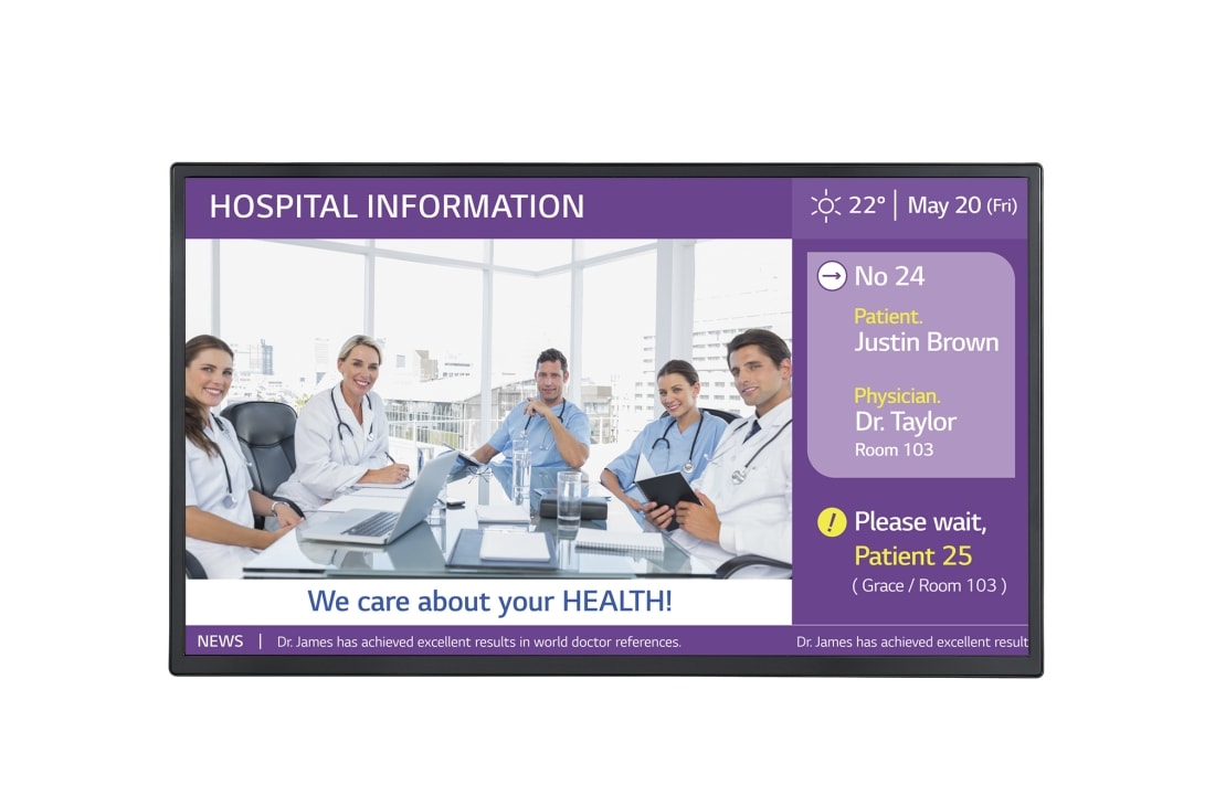 LG Standard Signage for Hospitals, Front view with infill image, 32ML5K