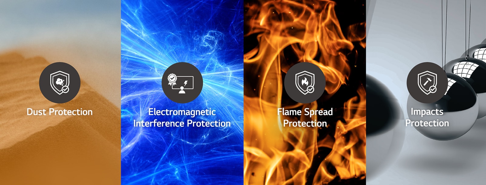 LG MAGNIT features enhanced durability against dust, electromagnetic interference, flame spread, and physical impacts.